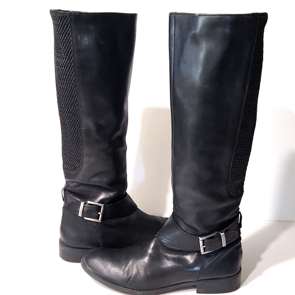 Clarks Pita Dakota Black Leather Riding Moto Buckle Zip Tall Boots Size 9.5 - Picture 13 of 13